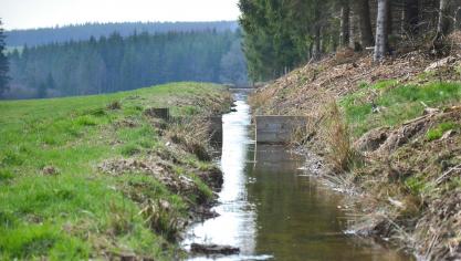 Le canal d’abissage a été creusé sur plusieurs centaines de mètres sur une pente extrêmement régulière  de 4,5 ‰.