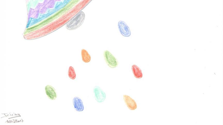 Pour le dessin, tout est permis : poules, cloches, œufs, lapins, collages, peinture…
