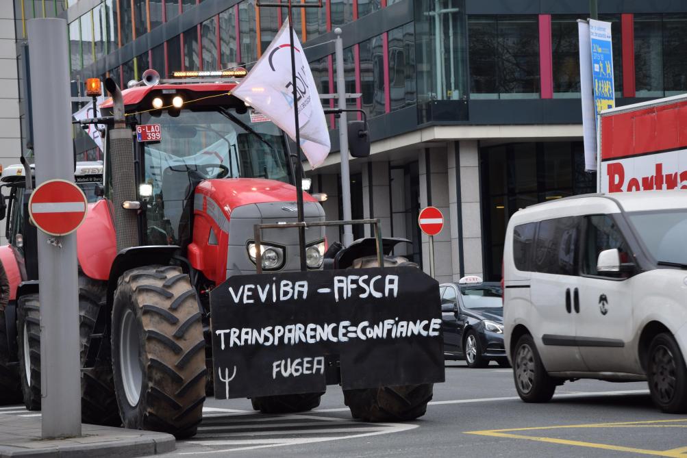 Entre Veviba et le Mercosur,la Fédération unie de groupements d’éleveurs et d’agriculteurs (Fugea) ne manquait pas de revendications en se présentant en tracteurs à Schuman lundi matin
!