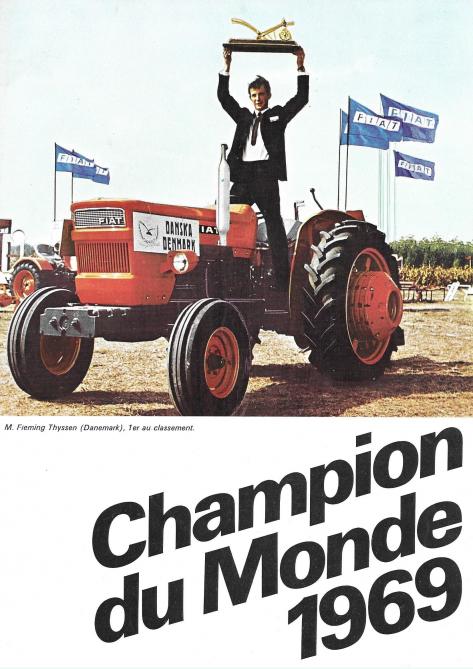 M. Fleming Thyssen est sacré champion du monde de labour  en 1969 au volant d’un Fiat 550.