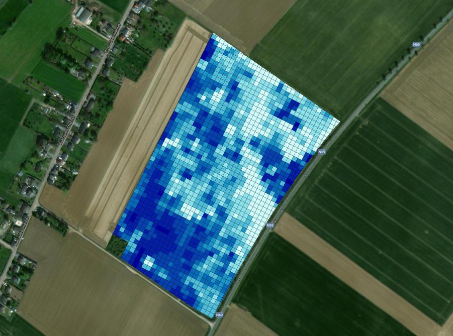 Vue d’une carte de modulation du chaulage  générée suite au passage du Veris.