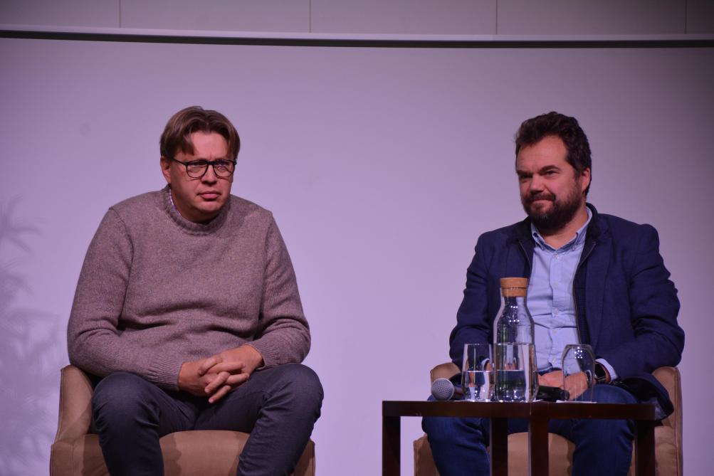 Kürt  Demeulemeester  (à gauche) et  Hervé  Vanderschuren représentaient  le monde de la recherche.