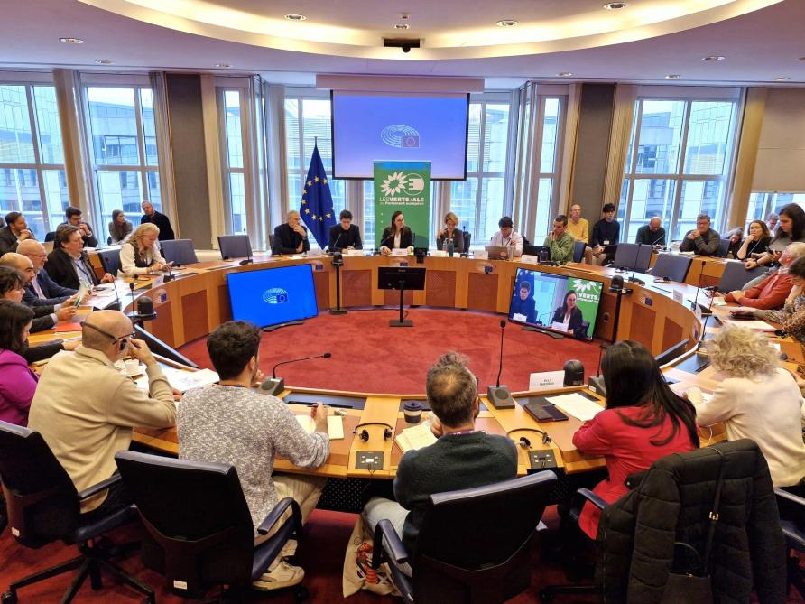 « Céder fera franchir un point de non-retour à l’Europe qui s’éloignera définitivement de ses engagements en matière de durabilité » a souligné l’eurodéputée écologiste Saskia  Bricmont (au centre).