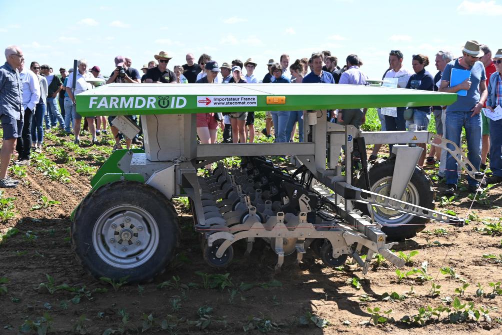Les éléments de binage du FD 20 sont composés de pattes d’oie pour l’entre rang et de couteaux pour la ligne. La largeur de la machine est de 3 m. Elle travaille de 4 à 12 rangs, en trois ou quatre roues.