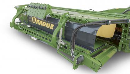 Sur ce nouveau tapis, Krone a augmenté de 25 % le diamètre des galets  en vue d’améliorer la qualité et l’homogénéité de l’andainage.