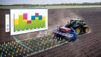 QuadRate Pro module la dose de semences, de fertilisant et de deux micro-granulés, le tout jusqu’à huit rangs.
