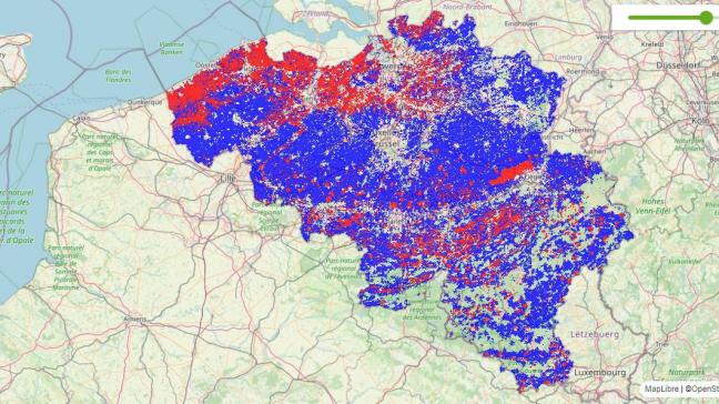 Les parcelles apparaissant en rouge sont celles où l’usage de la bentazone est interdit.