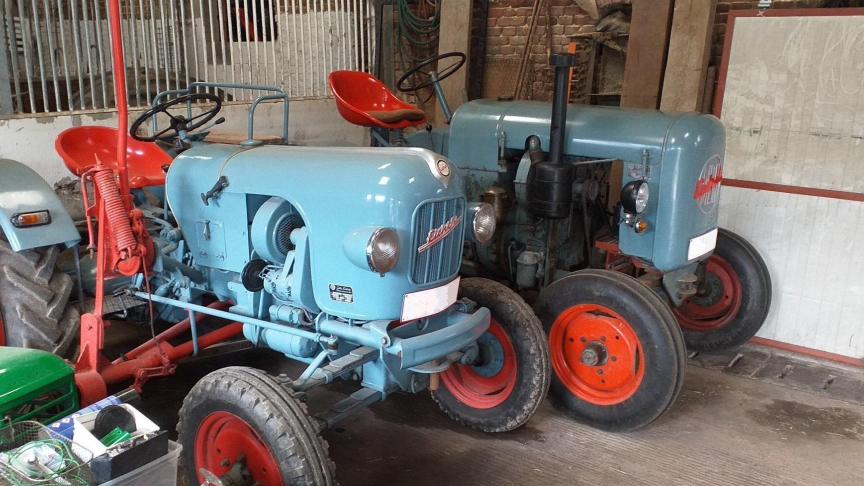 Le Léopard, ici aux côtés de son aïeul ED 16, est le premier Eicher acquis par Michel.