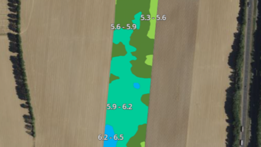 Vue d’une carte réalisée après passage de l’Interra Scan et mettant en  évidence la variabilité intra-parcellaire du pH.
